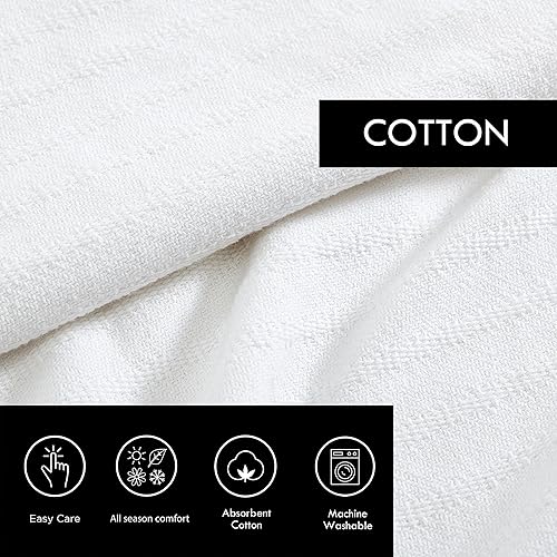 Miniatura 5 de Vera Wang - Manta Queen, ropa de cama de algodón de diseño, ropa de cama lujosa de peso medio para todas las estaciones (todo sobre blanco