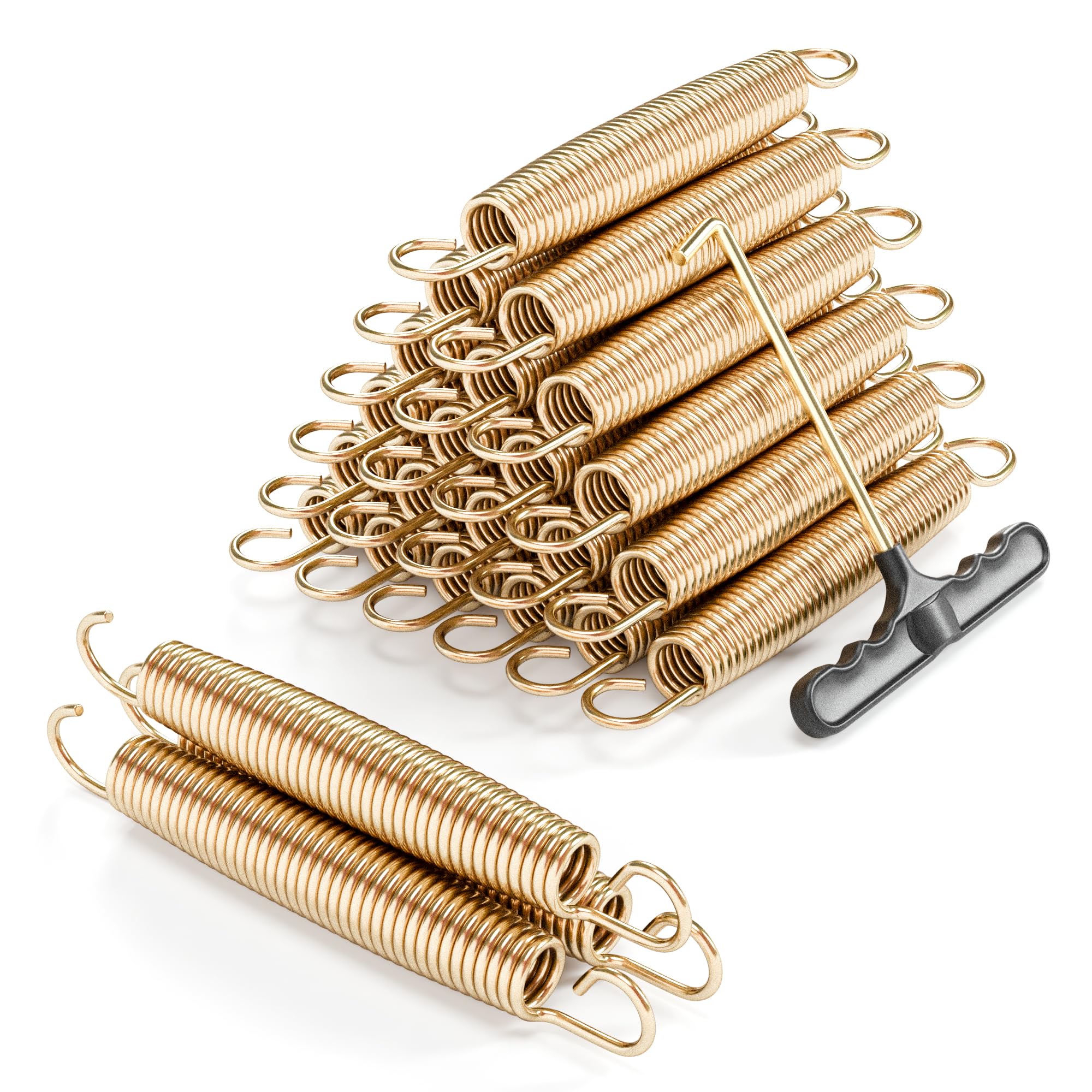 YONSIN 7.5 Inch Trampoline Springs Heavy Duty with Swivel & Straight Hooks, Stainless Steel Trampoline Accessories Ideal Spring Replacement, Includes T-Hook Tool, Pack of 24 â image 1