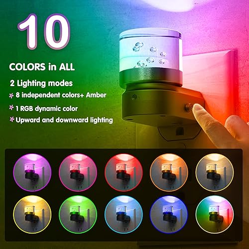 Miniatura 3 de L LOHAS LED Luz nocturna, luces nocturnas enchufables a la pared, luz nocturna RGB que cambia de color con sensor de atardecer a amanecer, luz