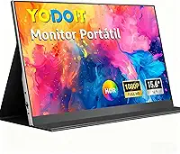 Yodoit Monitor Portátil 15,6" 1080P 100% SRGB FHD Tela com Porta USB Tipo C HDMI com Capa Inteligente Compatível com Laptop, PC, MacBook, Xbox, PS5, Phone
