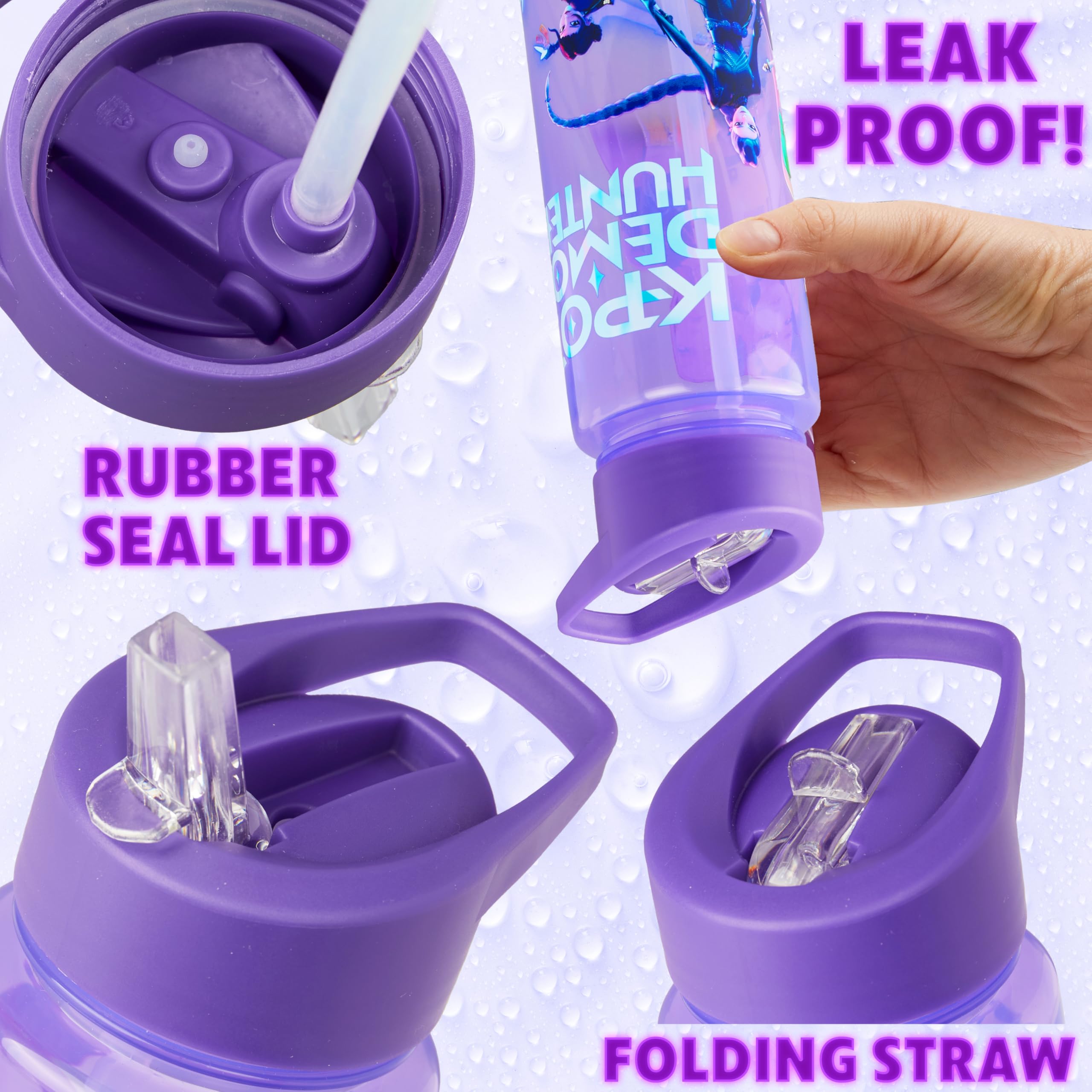 KPop Demon Hunters Officially Licensed Huntrix Water Bottle for Girls, 25oz Leak Proof with Straw Lid, Gifts for Girls - 5