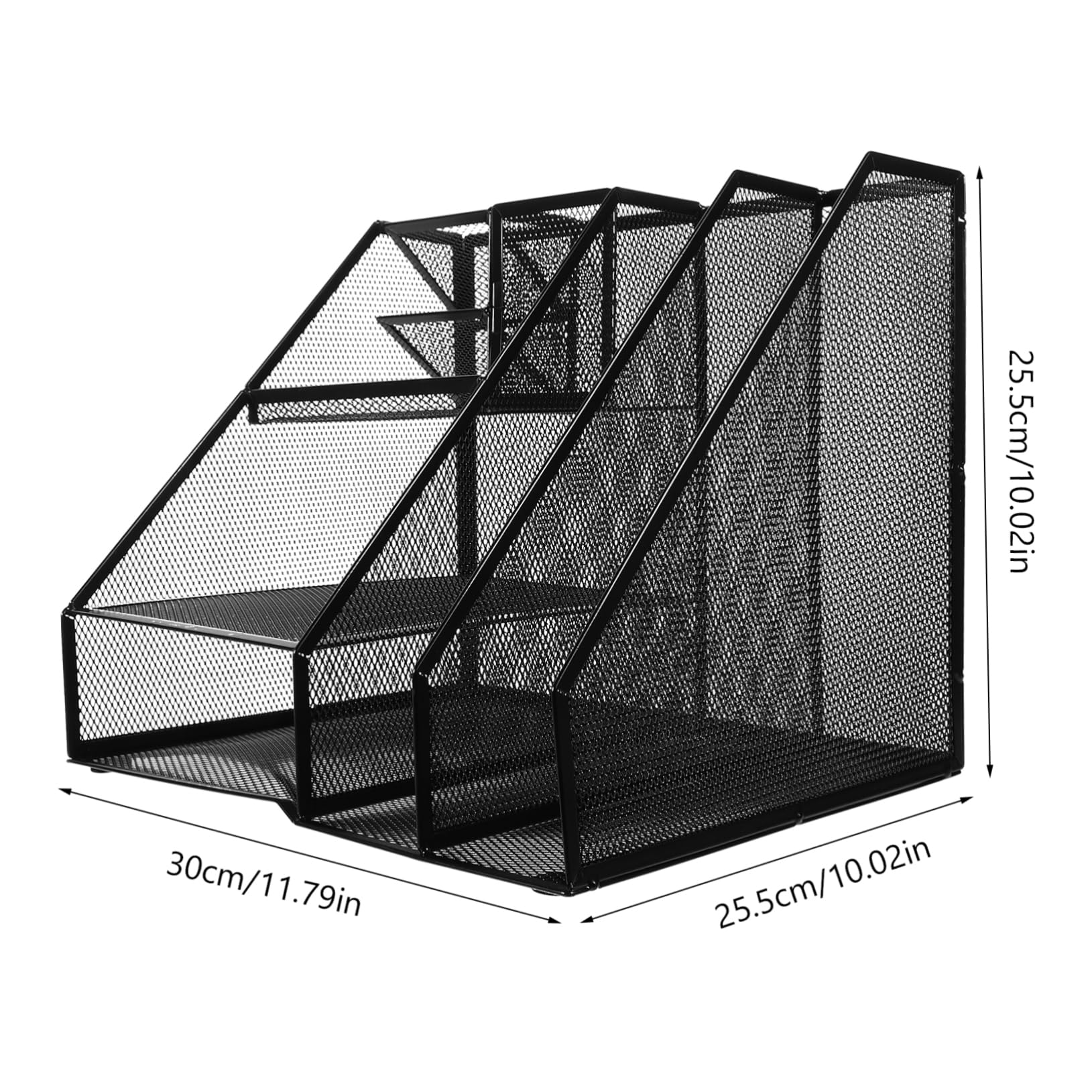 Metall Schreibtisch Organizer Schwarzer A4 mit 2 Fächern und 3 Ebenen Linkem Stiftehalter Stabilem Eisen und Multifunktionalem Design für Büroaufbewahrung