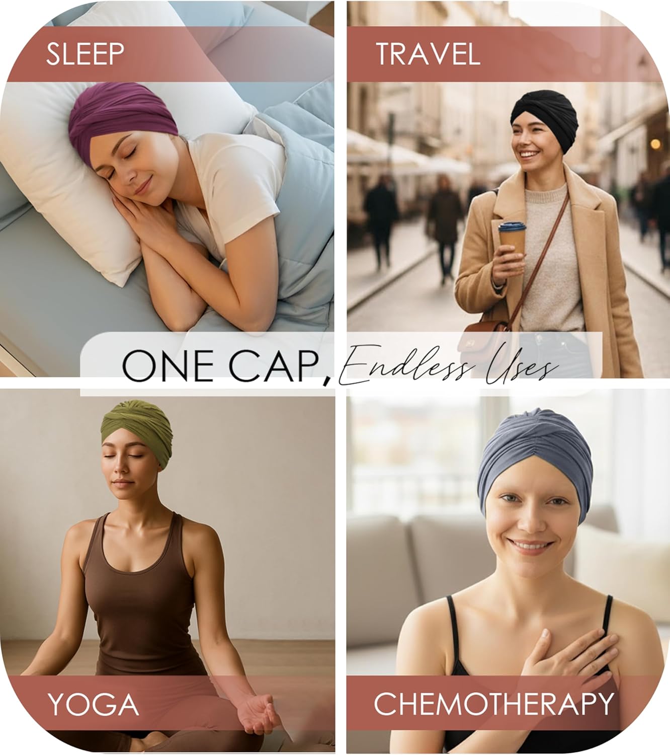 CAPLORD Chemo Headwear for Women, Turban Beanie, Cancer Head Wrap, Alopecia Hat, Hair Loss Cap, Chemotherapy Scalp Covering - Image 6