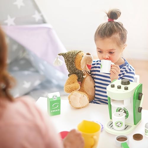 Miniatura 4 de Imagination Generation Espresso Express - Juego de cafetera con 2 tazas, 2 cápsulas, 1 portafiltro, 1 cafetera, crema y azúcar (8 piezas)