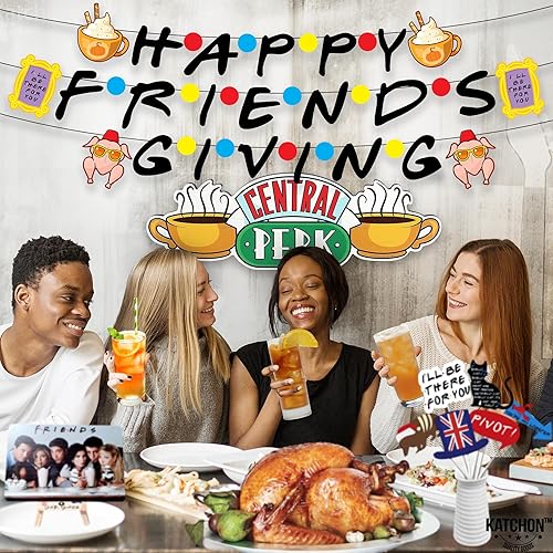 Miniatura 5 de KatchOn, Cartel con texto en inglés Happy Friendsgiving Banner  Grande de 10 pies, sin bricolaje  Cartel de regalo de amigos para decoraciones de
