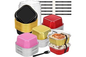 Mini Cake Pans with Lids and Spoons - Foil Square Muffin Pans