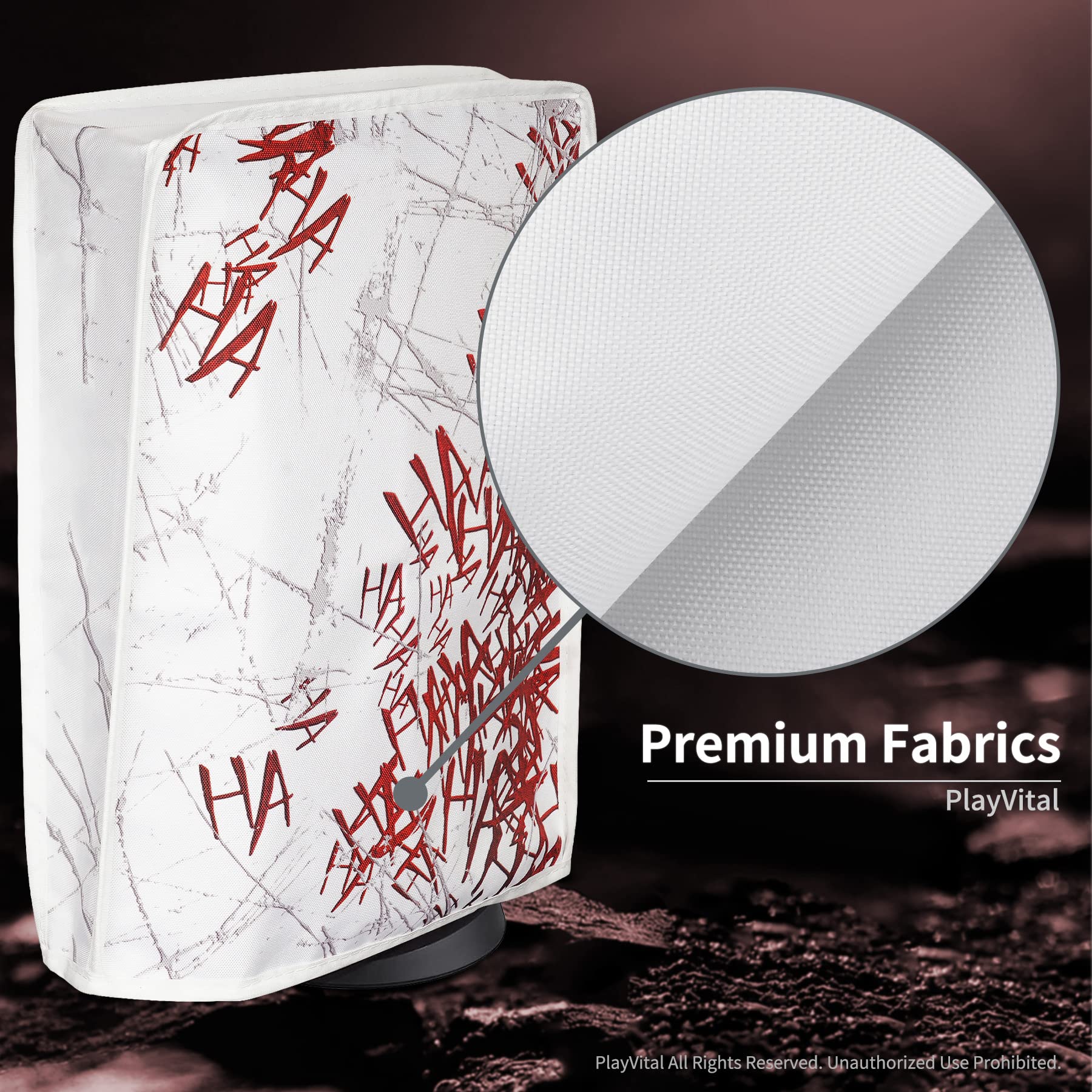PlayVital Staubhülle für ps5,Spritzwasserdichte Tasche Staubschutze Hülle,Schutzhülle Abdeckung Case für PS5 Konsole Digital Edition&Regular Edition(Clown Hahaha) - 4