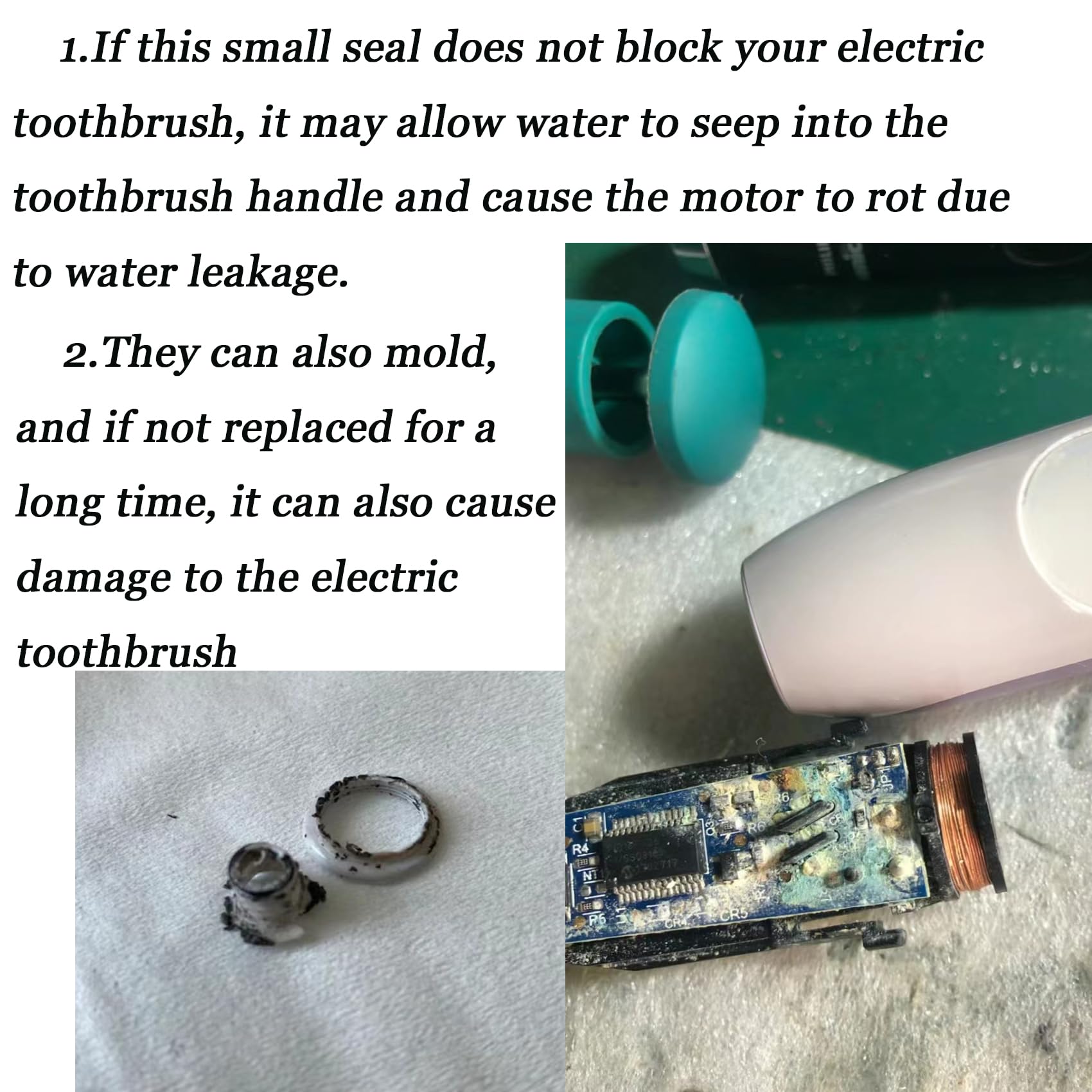 Piezas de sellado de goma para cepillo de dientes eléctrico mejoradas, se adapta a HX2400, HX6210, HX6300, HX6700, HX6800, HX7500, HX9100, HX9700, HX9900, piezas de repuesto para cepillo de dientes