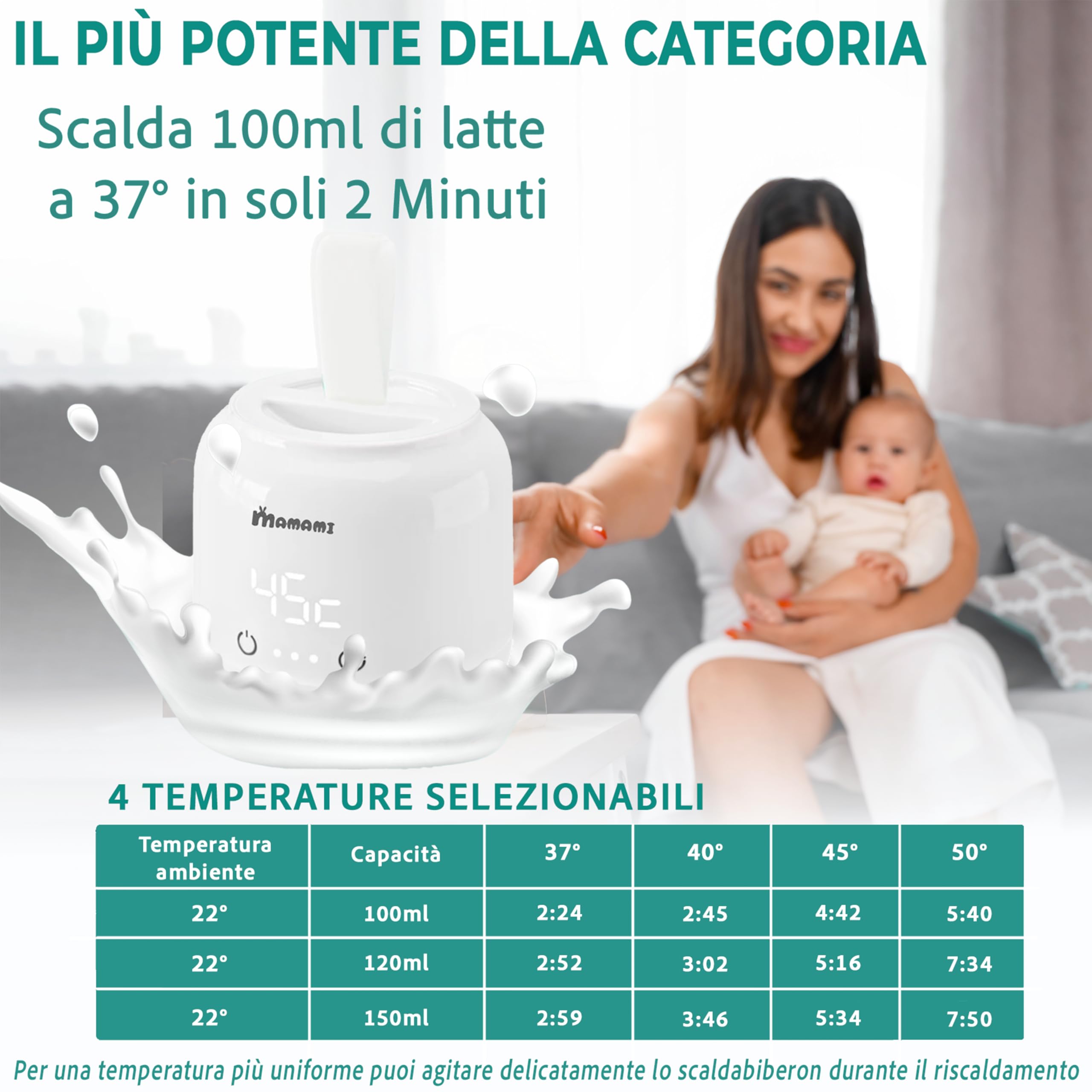 MAMAMI® Scaldabiberon Portatile senza fili, Nuova Funzione Timer Integrata, Compatibile con i migliori brand, Scaldabiberon Portatile, Scalda il latte in 2 minuti, Con Moneta Decisionale