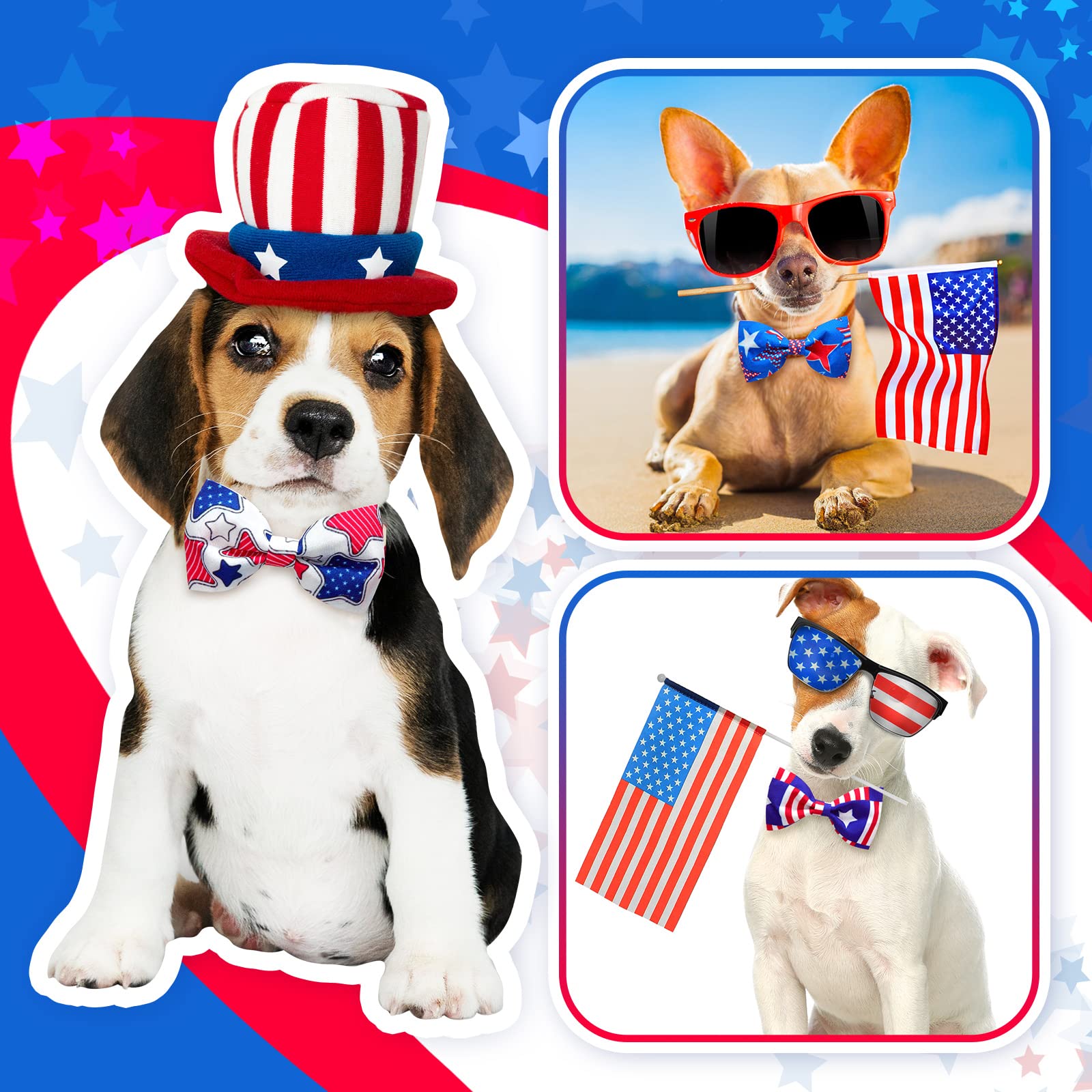 fourth of july dog bow tie