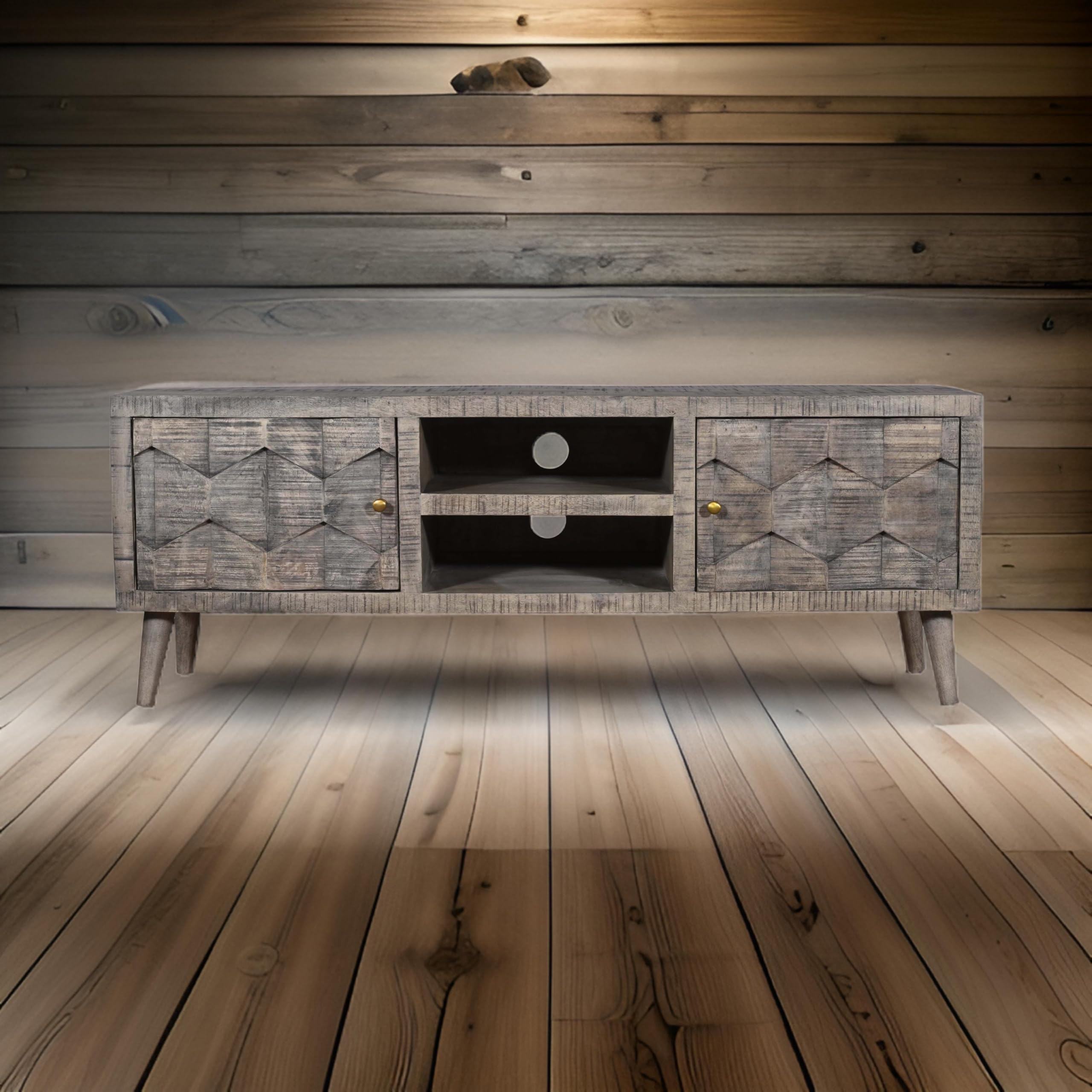 INDIAN HUB Solid Mango Wood Planet Green 2 Door TVC Living Room,Dining Room,Bathroom,Hallway H/W/D: 60x160x40cm-image-19