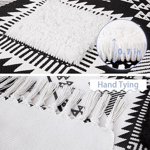 Miniatura 7 de Chicrug Alfombras de pasillo de 2 x 6 pies para dormitorio, alfombra geométrica lavable para pasillo, alfombra de pasillo tejida con borlas para