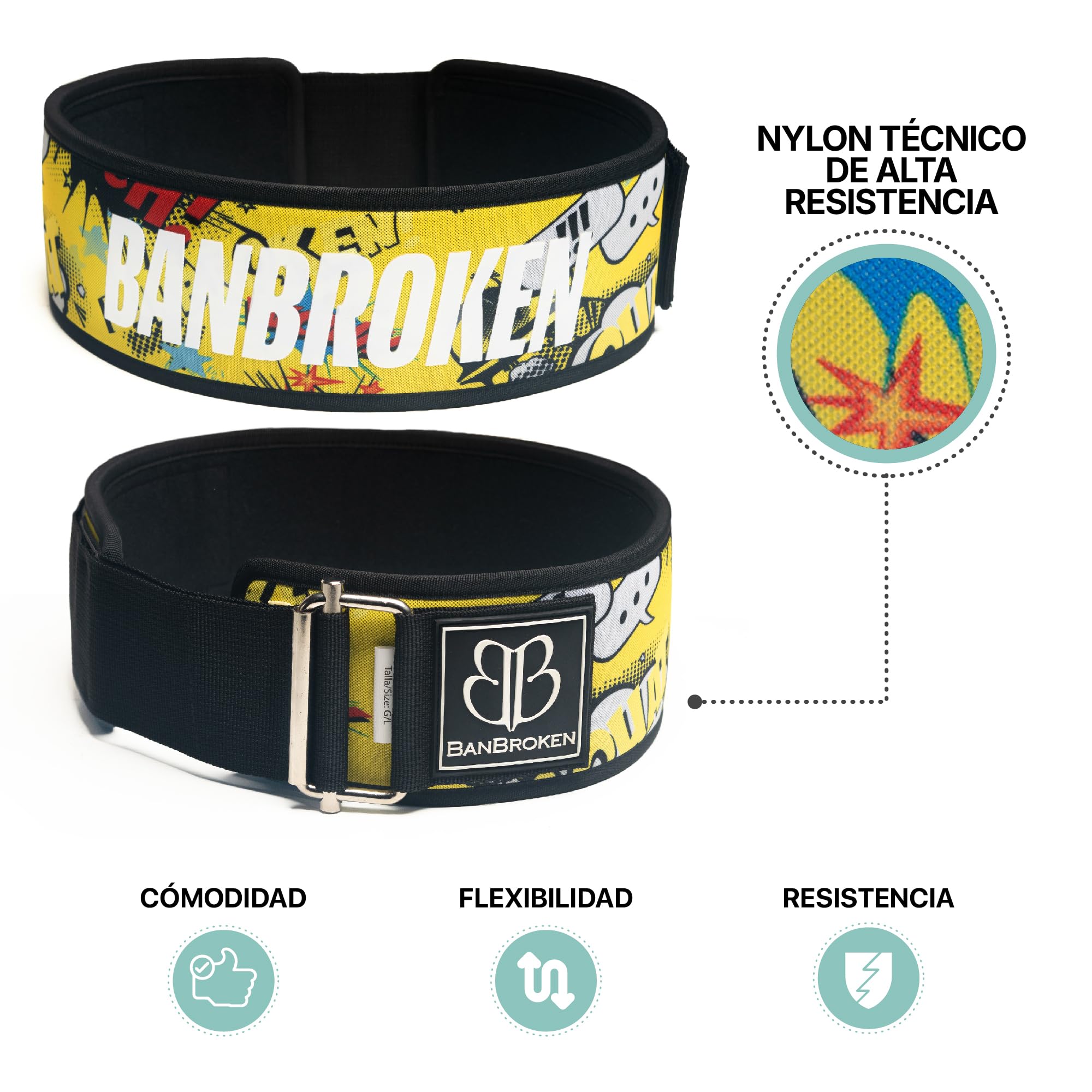 Banbroken Cinturón Lumbar Crossfit Hebilla de Acero Inoxidable Powerlifting Material EVA Técnico Ligero 9,5 cm Incluye Bolsa de Transporte