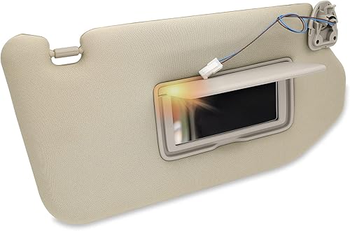 Gator Parts - Visera solar lateral del pasajero derecho con luz compatible con Nissan Pathfinder 2013 2014 2015 2016 2017 2018 y Infiniti