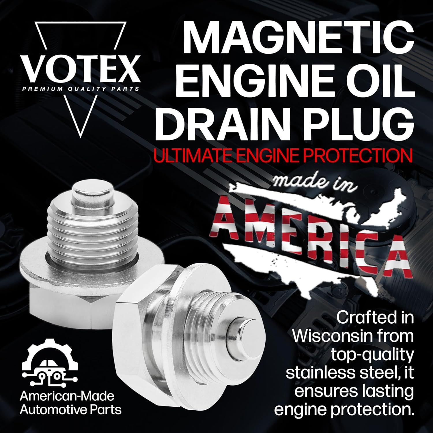09247-14036 fits Suzuki Motorcycle - Stainless Steel Magnetic Oil Drain Plug with Neodymium Magnet - Made in USA