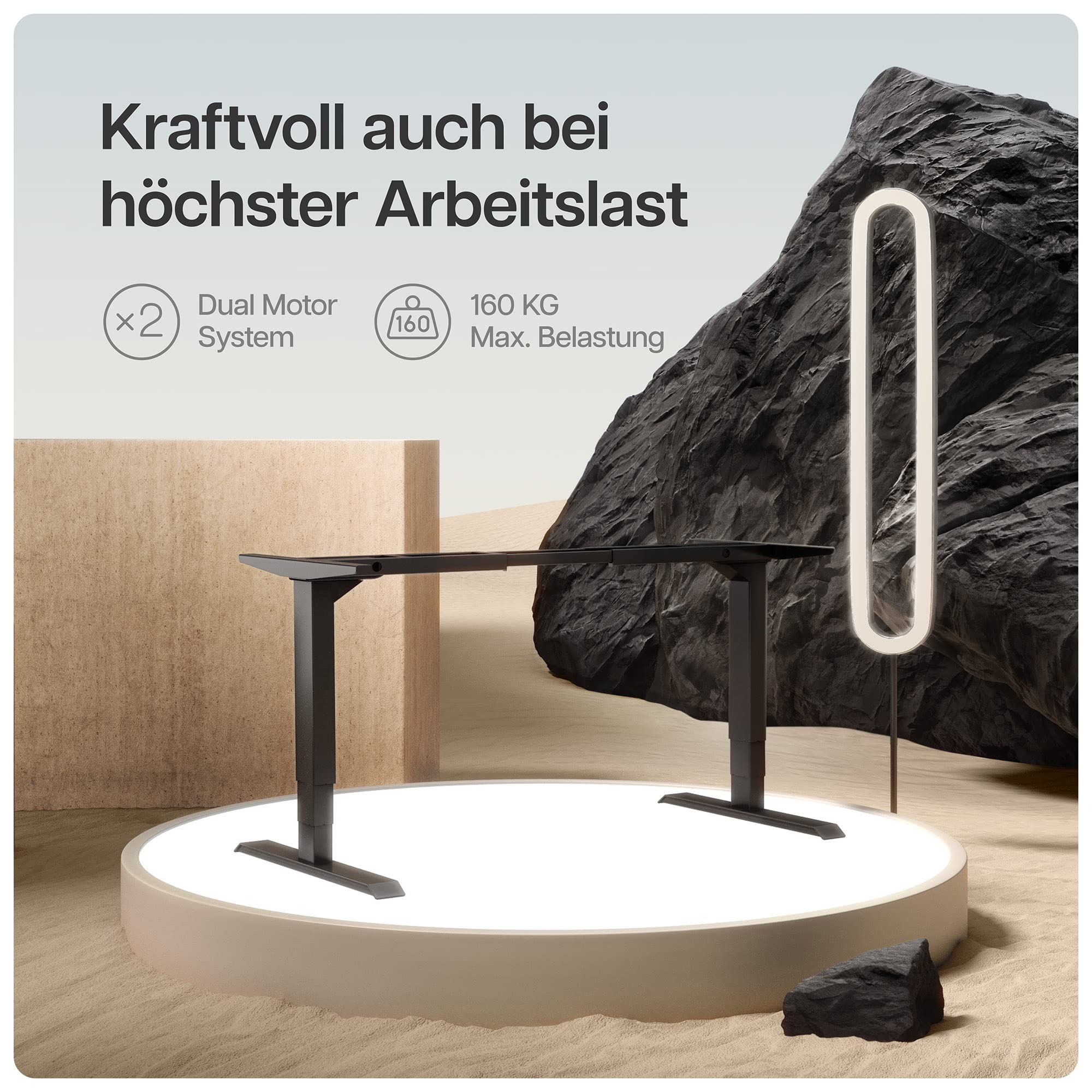 Desktronic HomePro Höhenverstellbarer Schreibtisch Gestell - Schreibtisch Höhenverstellbar Elektrisch mit Flüsterleisem Dual-Motor & Touchscreen - Hohe Tragfähigkeit - Stehtisch