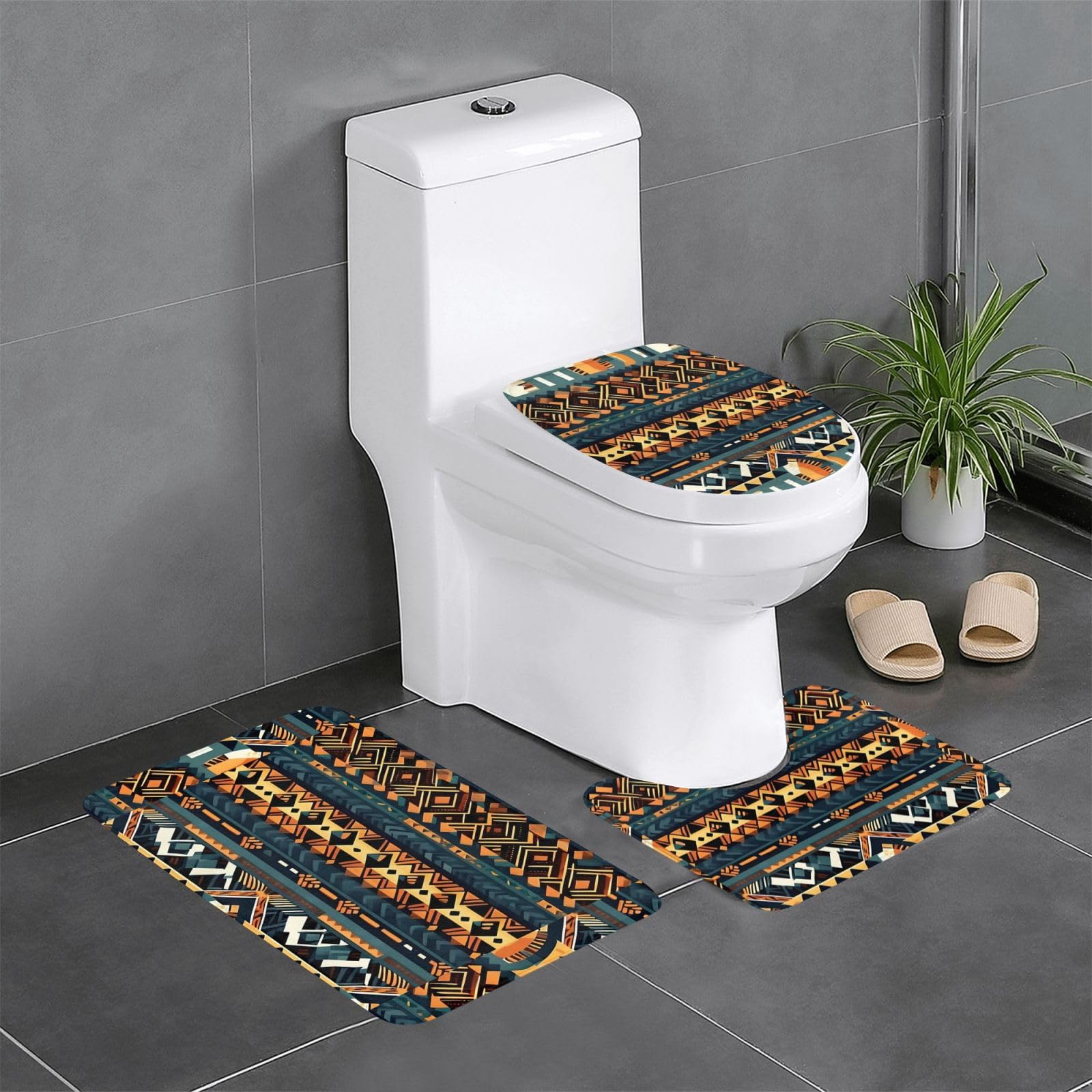 Lot de 3 tapis de bain à motif ethnique tribal africain imprimé pour la maison