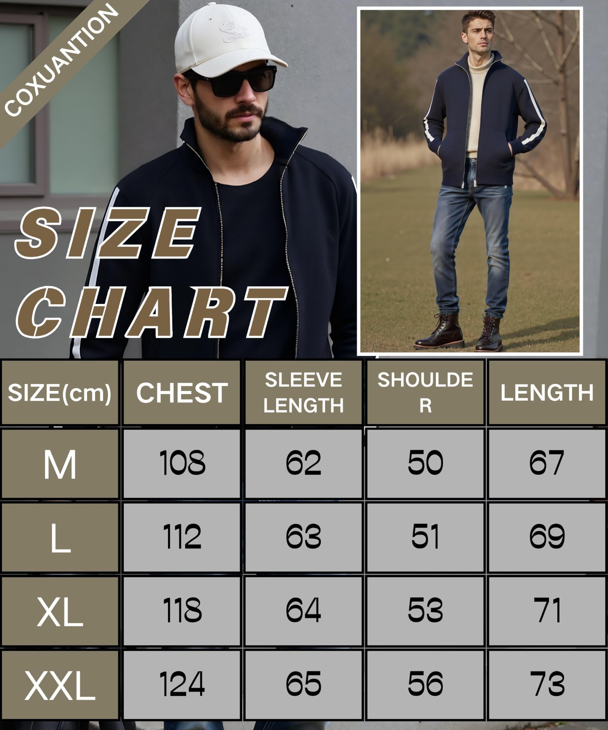 Homme Cardigan Hiver Tricoté Chaud Col Montant Sweater Couleur Unie Pull Manches Longues Décontractée Chandail Zippé Slim Veste avec Poche