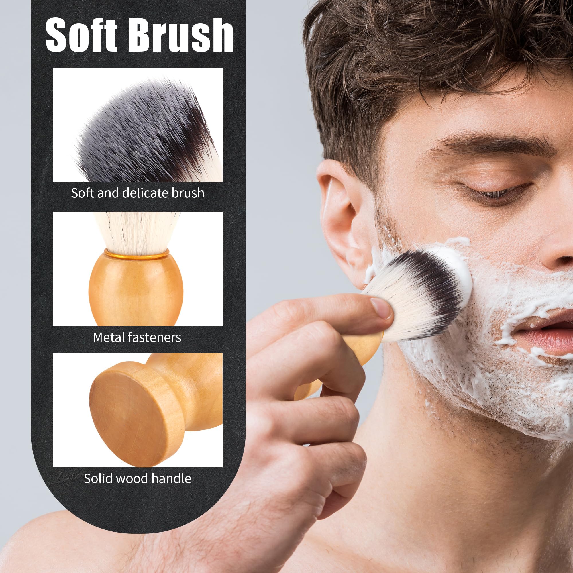 Pennelli da Barba, Ciotola da barba, Ciotola in Acciaio Inox, per la Rasatura a Casa, Dal Parrucchiere e Nel Salone (nero)