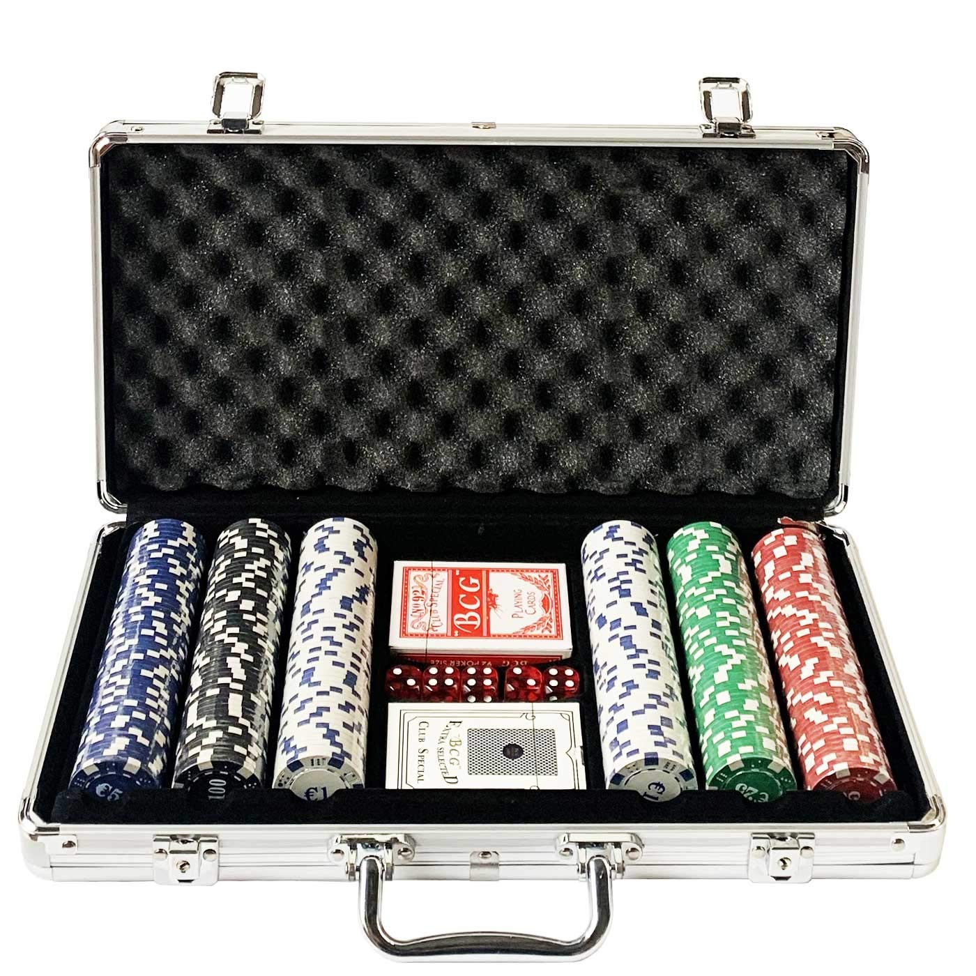 Acan Valigetta con 300 fiches mazzo e dadi di Poker