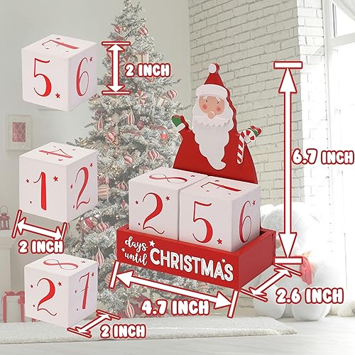Miniatura 6 de Calendario de cuenta regresiva de Navidad, cuenta regresiva para bloques de Navidad, calendario de Adviento de madera, Papá Noel, adorno de Papá