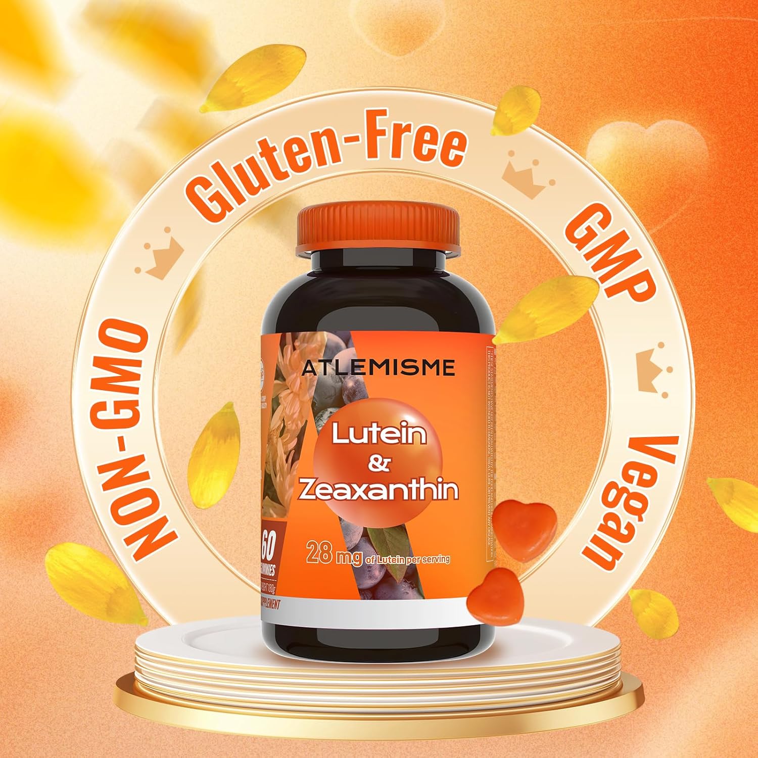 ATLEMISME Lutein Gummies (60 Gums). Gummies for Eyes with Lutein (28.5 mg), Zeaxanthin and Vitamin A (30 Day Pack), Orange Flavor, Vegan, Non-GMO, Gluten-Free, Supports Eye Health - Image 6