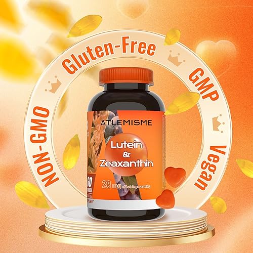 Miniatura 6 de Gomitas de luteína (60 gomas). Gomitas para ojos con luteína (28.5 mg), zeaxantina y vitamina A (paquete de 30 días), sabor naranja, vegano, sin
