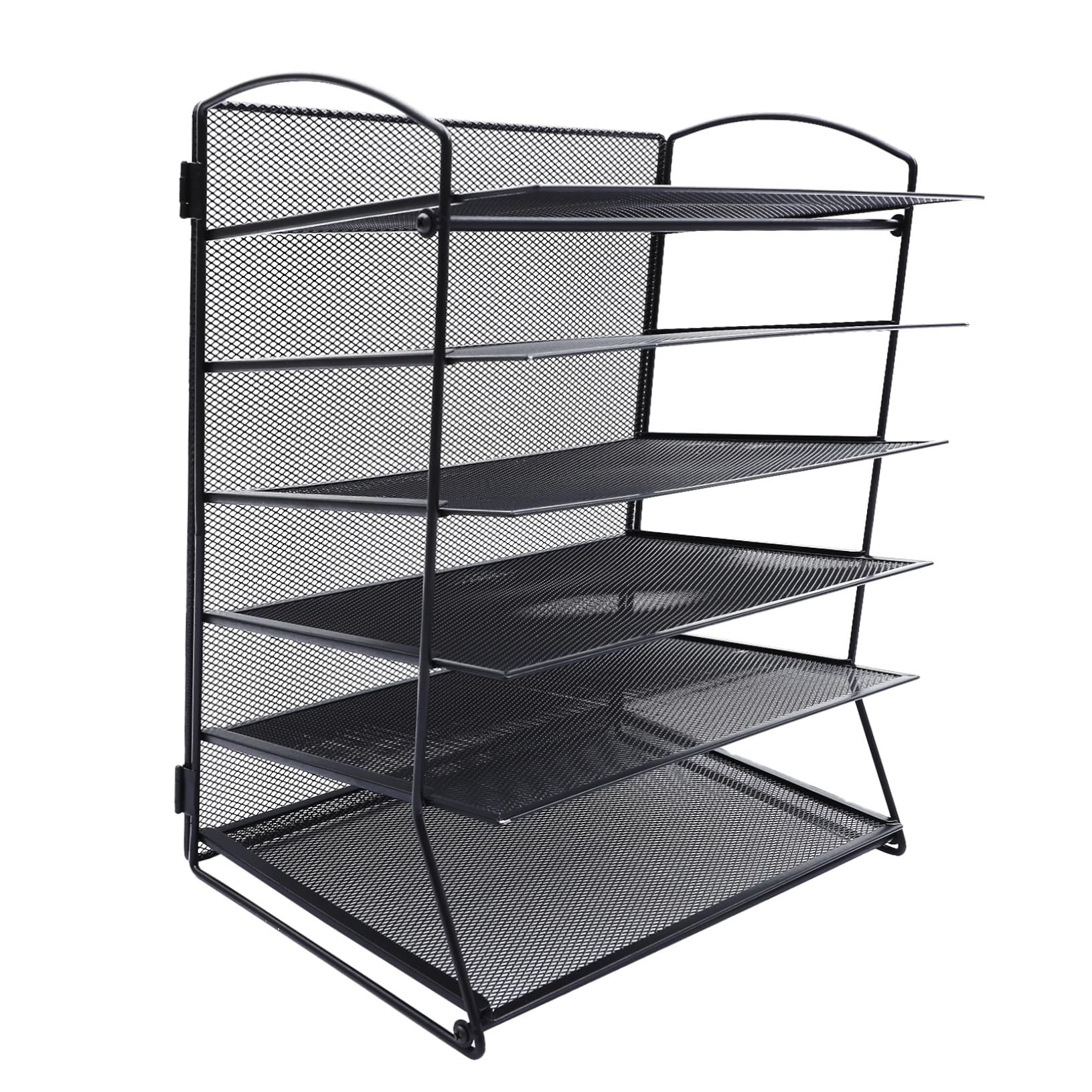 jojofuny 1Set Multi Layer Mesh Document Rack Iron File Organizer for Desktop Efficient File Storage Shelf for Home Office Use Mesh Design