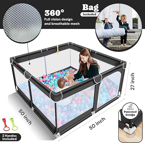 Miniatura 2 de TODALE Corralito para bebés, corralito mediano para bebés y niños pequeños, centro de actividades para niños en interiores y exteriores, juego de