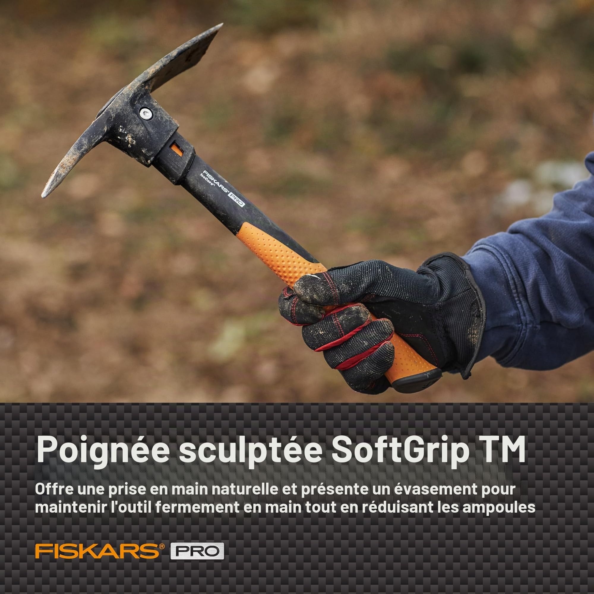 Fiskars 751220-1001 Pro IsoCore Pick/Mattock, 0,7 kg, Orange/Schwarz