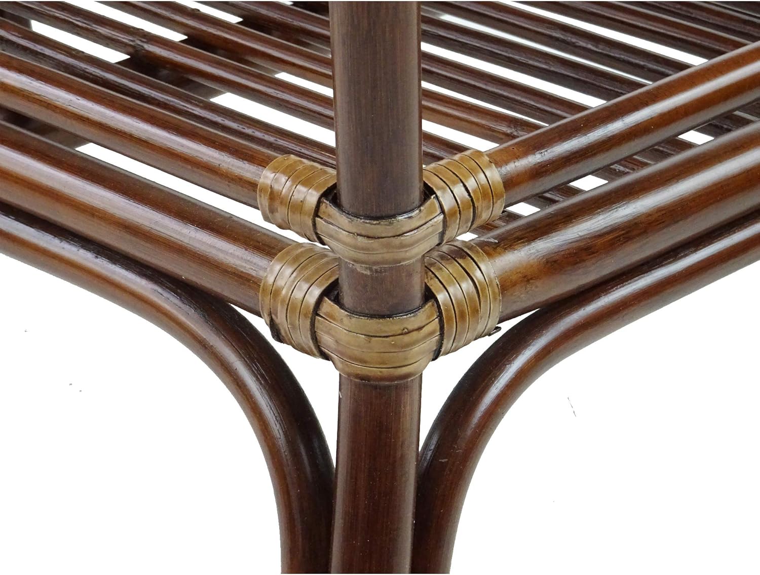 Wickerix Alexa Rectangular Coffee Table Dark Walnut Color Natural Rattan Wicker Handmade Design