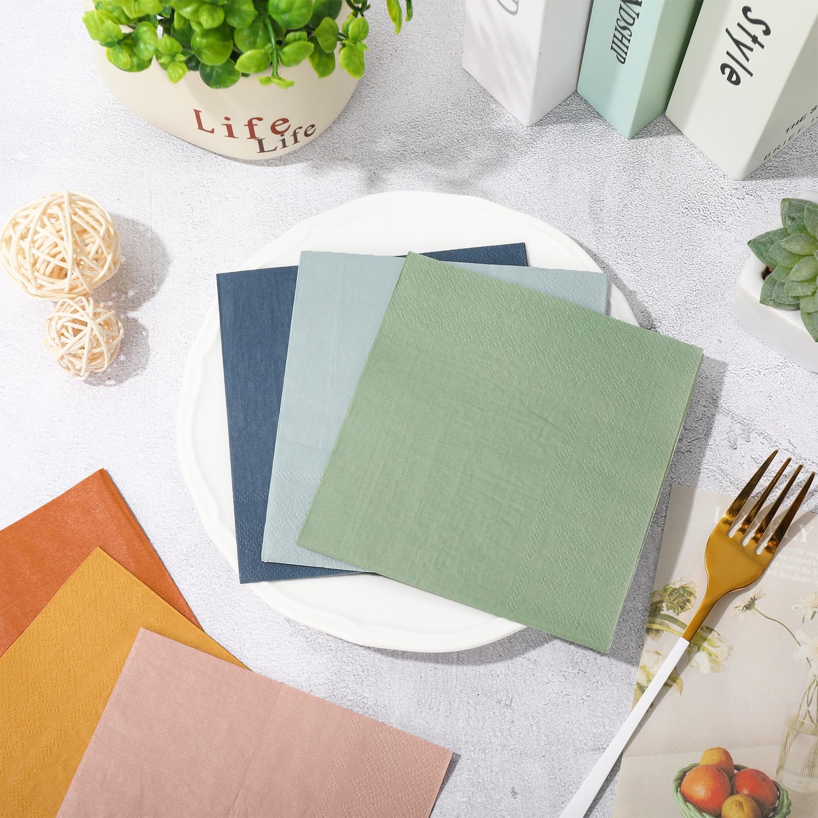 Cocktail-Servietten, 6 Pastellfarben – 60 Stück, 12,7x12,7 Cm