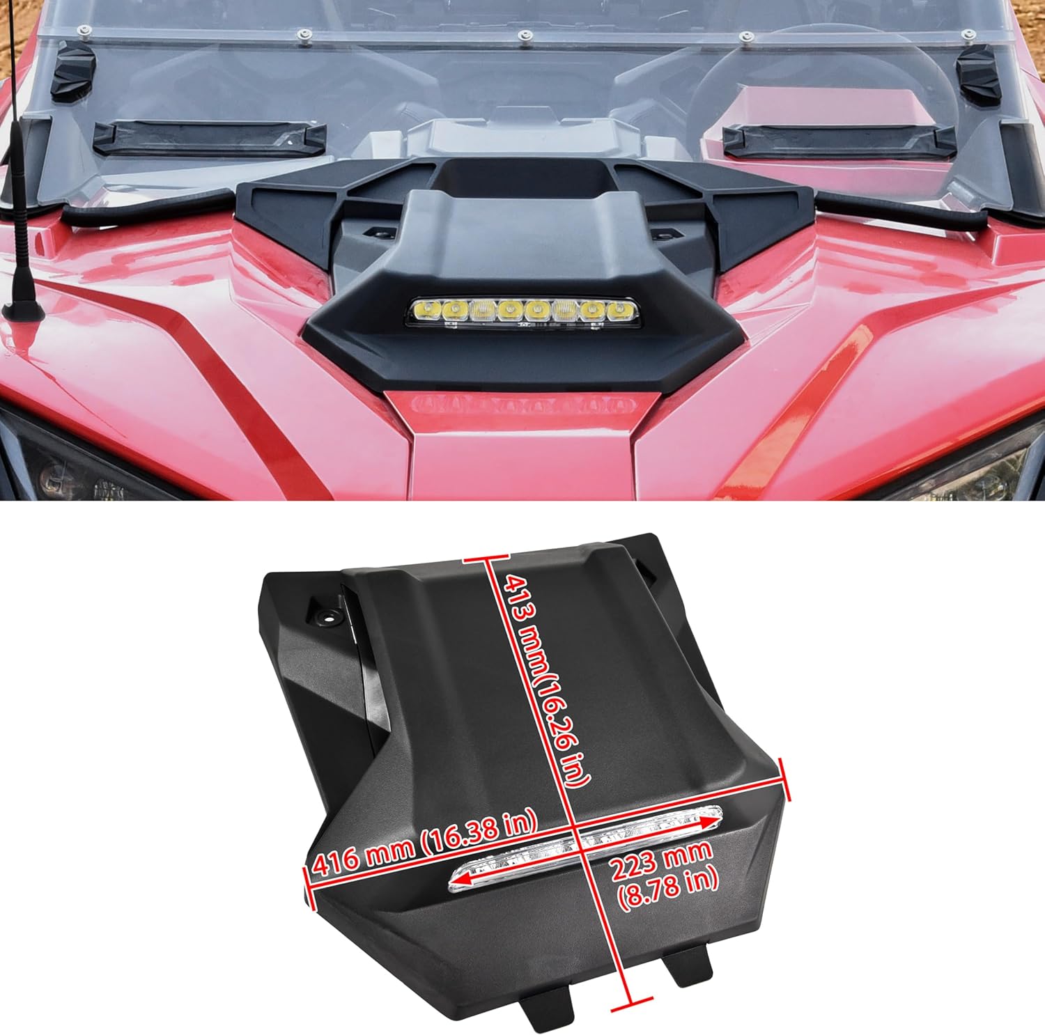 SAUTVS Sport Hood Scoop with LED Spotlight for Polaris RZR PRO XP/PRO R/Turbo R 2020-2024, Hood Scoop with LED Auxiliary Light Kit for Polaris RZR PRO XP/PRO R/Turbo R 2020-2024 Accessories