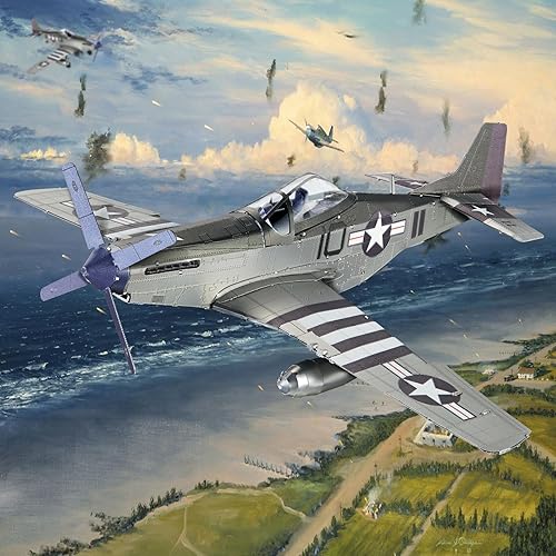 Miniatura 6 de Piececool Rompecabezas de metal 3D, P-51 Fighter Mustang Kit de modelo de avión militar para construir para adultos, ensamblaje de bricolaje, modelo