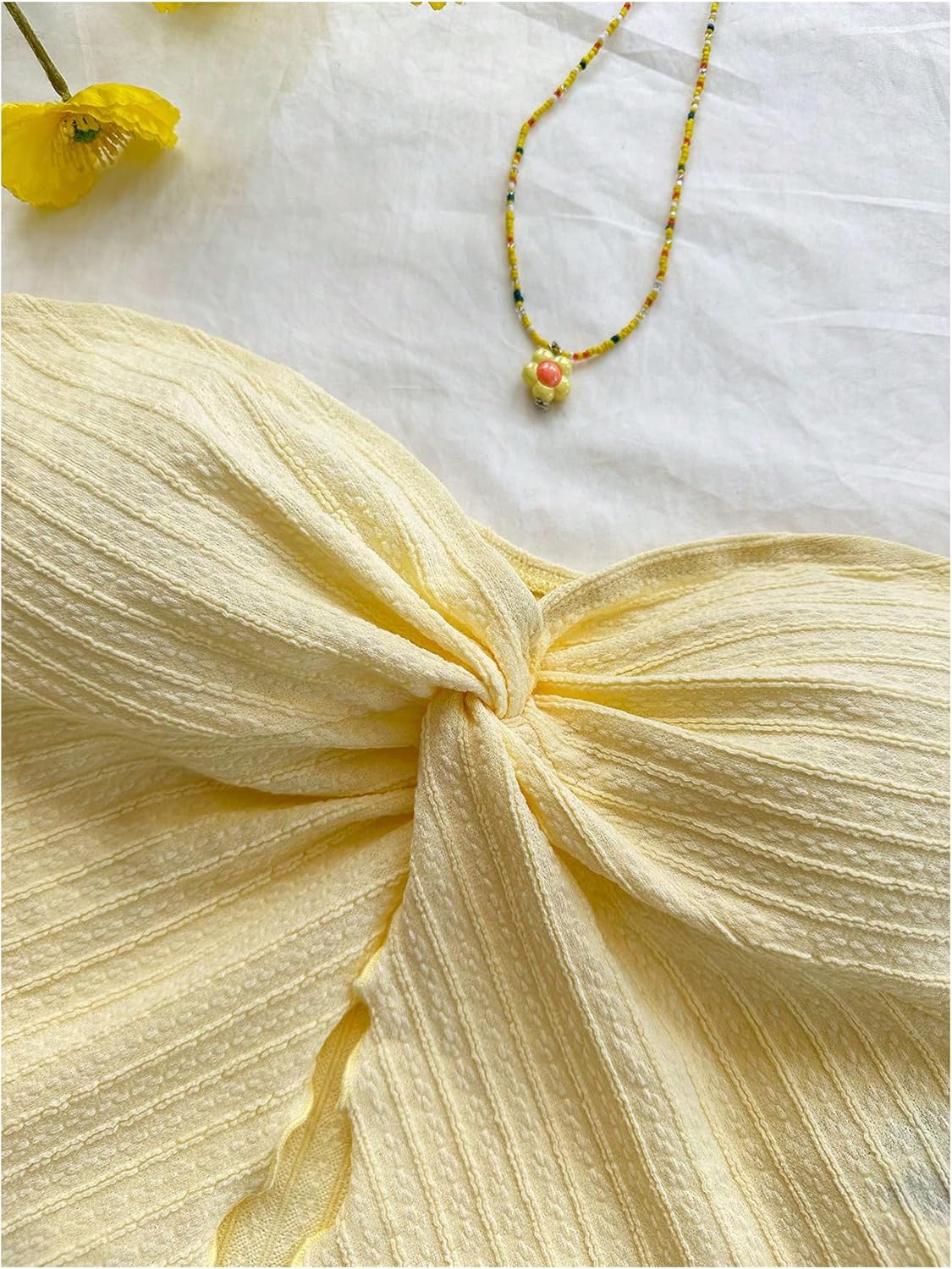 Milumia Girl's Strapless Tube Top Twist Front Asymmetrical Split Sleeveless Vacation Tops - Image 5