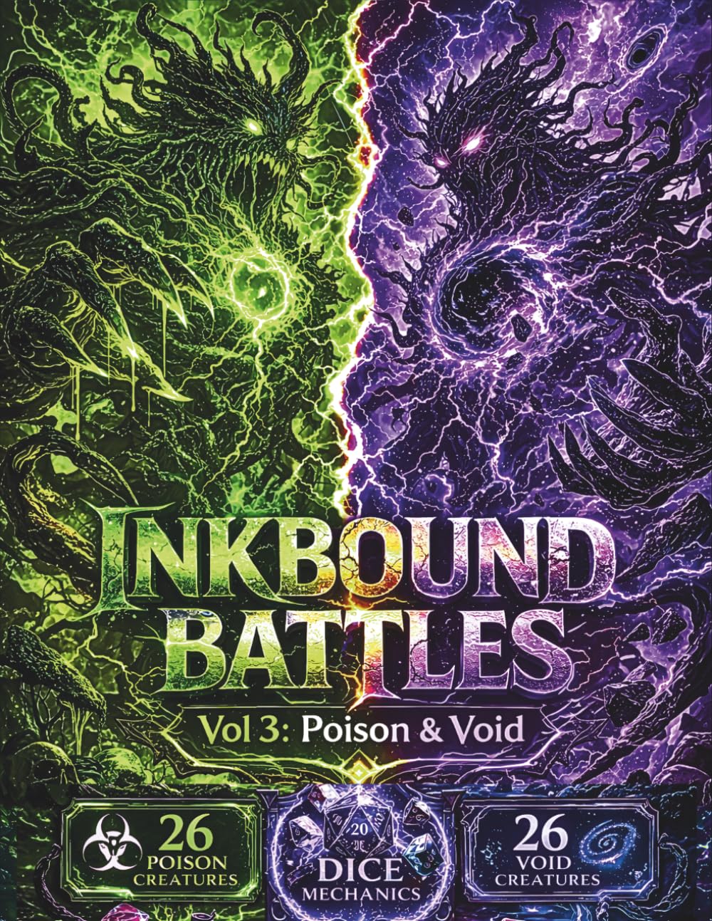 INKBOUND BATTLES vol 3: Poison & Void: A Playable PvP Coloring Book: Collect, Color, and Battle Poison & Void Monsters with D6 Dice Mechanics