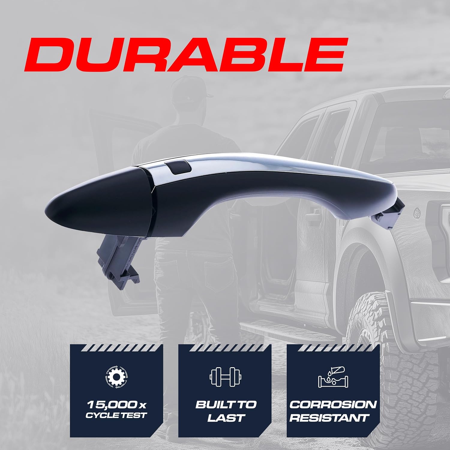 Master Tailgaters Exterior Door Handle Black/Chrome Replacement for Kia Optima (2011), Optima Hybrid (2011-2015) OE Part # 82651-2T020 | Front Right Passenger Side