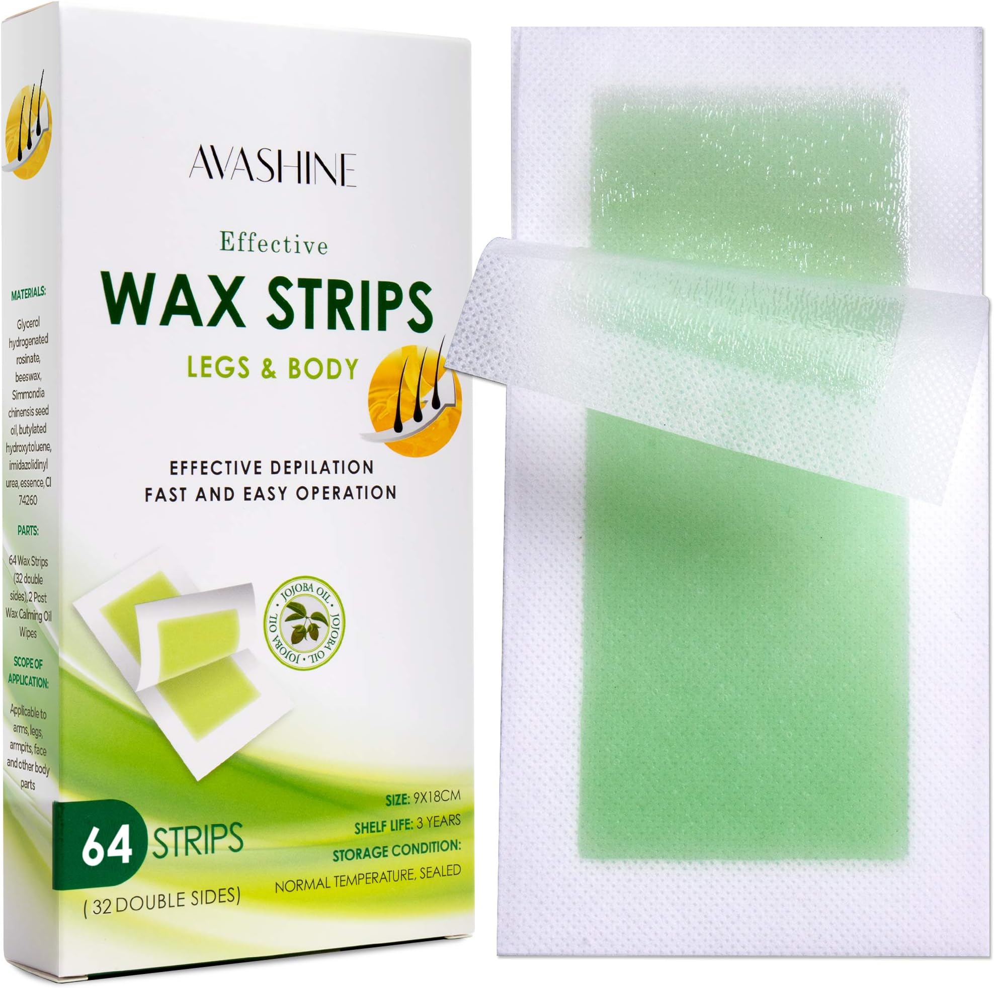 Body Wax Strips, Waxing Kit Contains 64 Strips