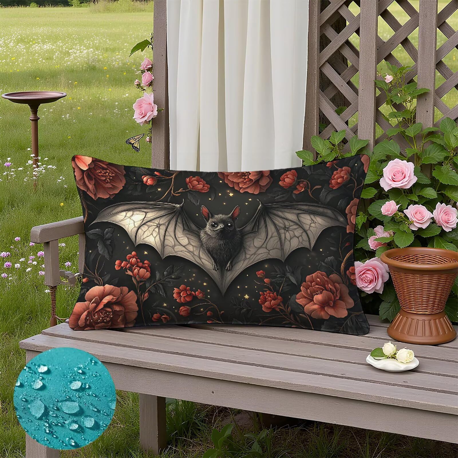 Poszewki na poduszki nietoperz 70 x 90 cm, lniane kwiaty, wodoodporne, miękkie, wygodne, na zewnątrz, dekoracyjne poszewki na poduszki na sofę, łóżko, samochód, idealna dekoracja domu, K3-517