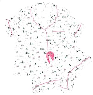 Victoria's Secret Flannel Short Pajama Set (US, Alpha, Large, Regular, Regular, Off-White/Trees, Large)