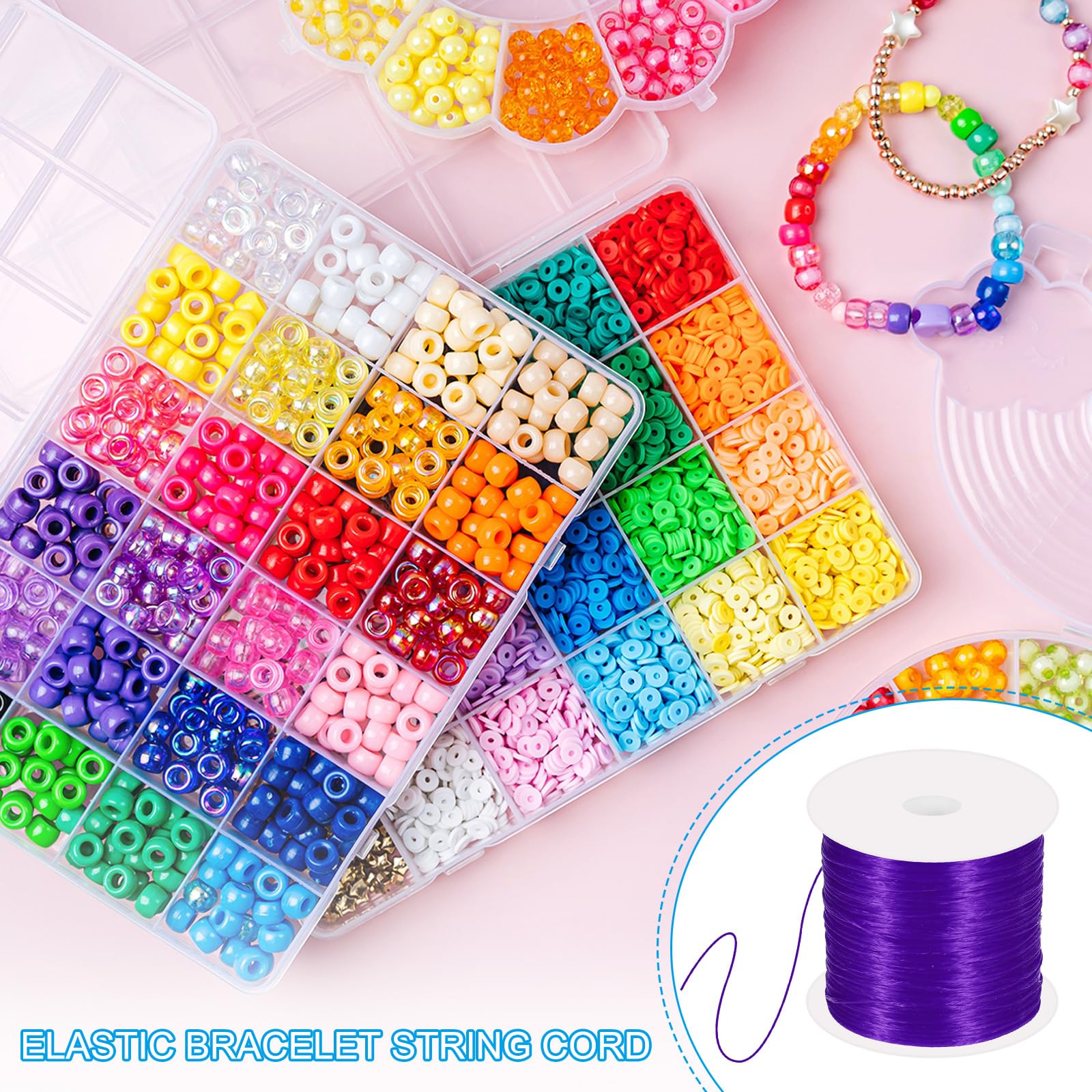 PATIKIL 66 Yard Flat Stretchy Bracelet String, 1mm Elastic Rubber, Purple, 60m - Image 4