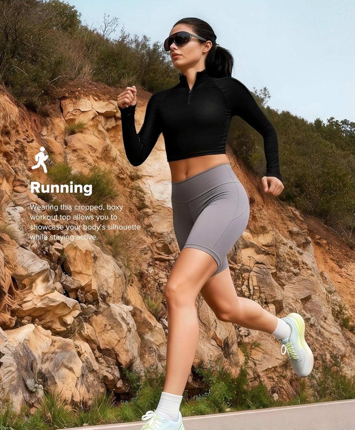 BRXL Womens Half Zip Jacket Lightweight Cropped Workout Jacket Athletic Pullover Running Yoga Gym Tops - Image 4