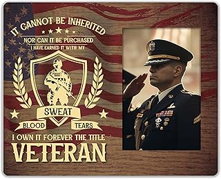 The Title Veteran I Own it forever, Picture Frame 4x6, Memorial Gifts, Patriotic Decorations, American Flat Picture Frame, Table Top or Wall Mount, Fits 4x6 Picture.(025)
