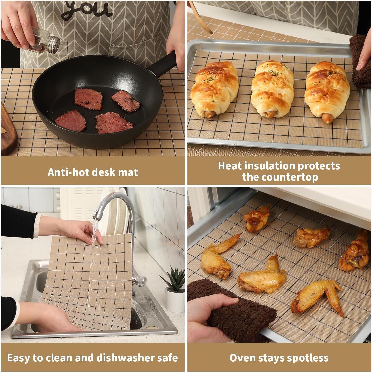 Silicone Baking Mat Roll 16IN*5FT Free Cutting, Non-Slip Pastry Mat, Non-Stick Reusable Air Fryer Liner, Oven Liners, Counter Mat, Freeze Dryer Mat, Easily Cut to Size Fit All Ovens Pans Tins Dishes