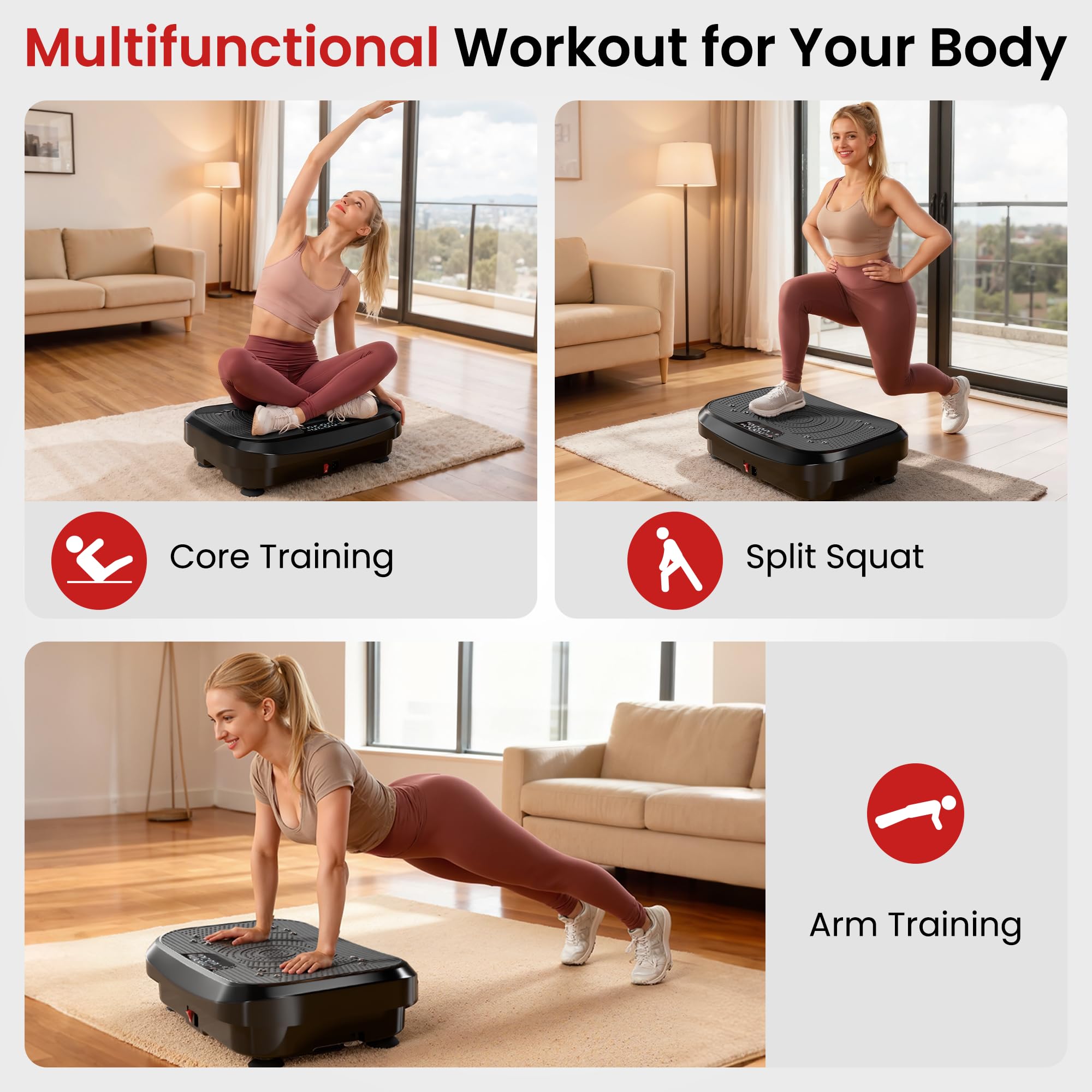 MOMODA Plateforme de Vibration Machine d'Exercice, 120 Vitesses Réglables, Vibrateur Corps Entier Perte de Poids