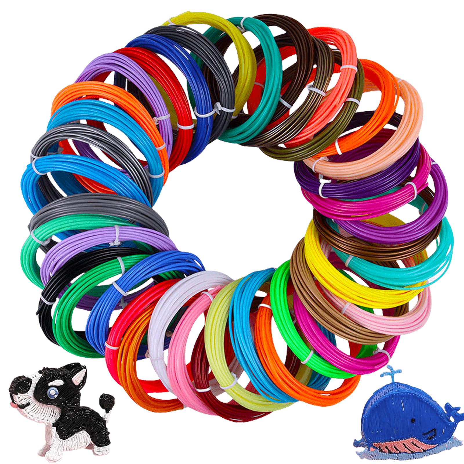 Filamento PLA 3D de 1,75 mm, 40 colores 3D Pen Filament PLA, cada color 5 metros, paquete de colores de bolígrafo 3D, filamento de impresión 3D, juego de bolígrafo 3D para impresora 3D lápiz de