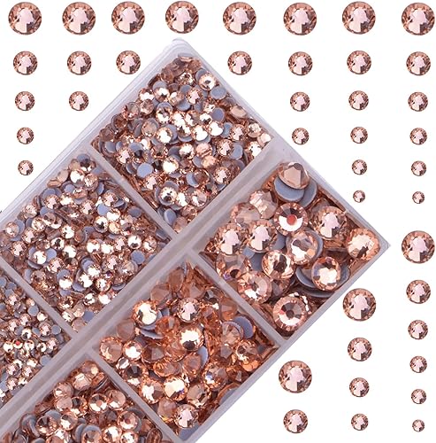 Mezcla de 4000 piezas de cristales redondos, gemas, piedras de vidrio, bisutería plana