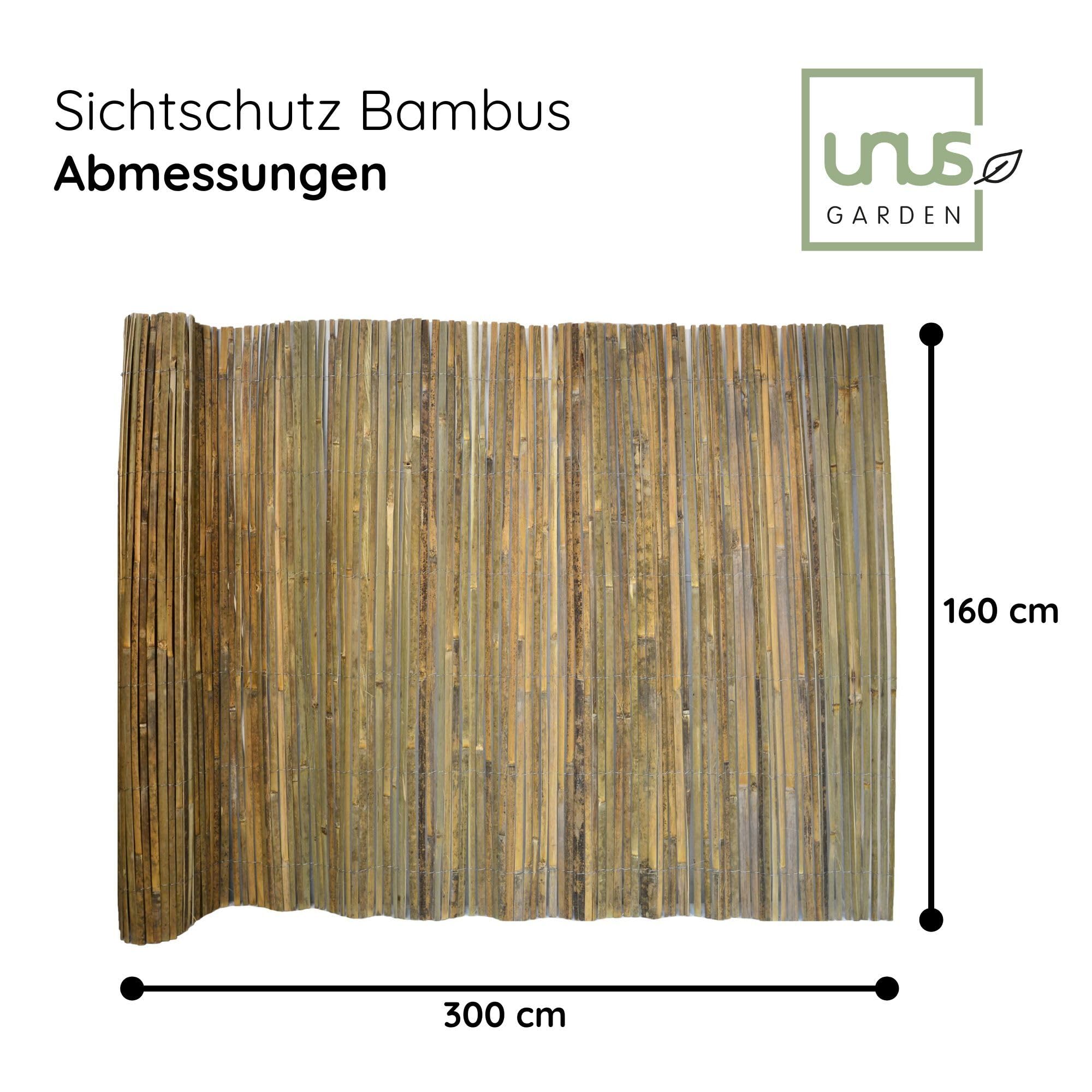 UNUS Bambus-Sichtschutzmatte 160x300 Flacher Bambus Sichtschutz Gartenzaun