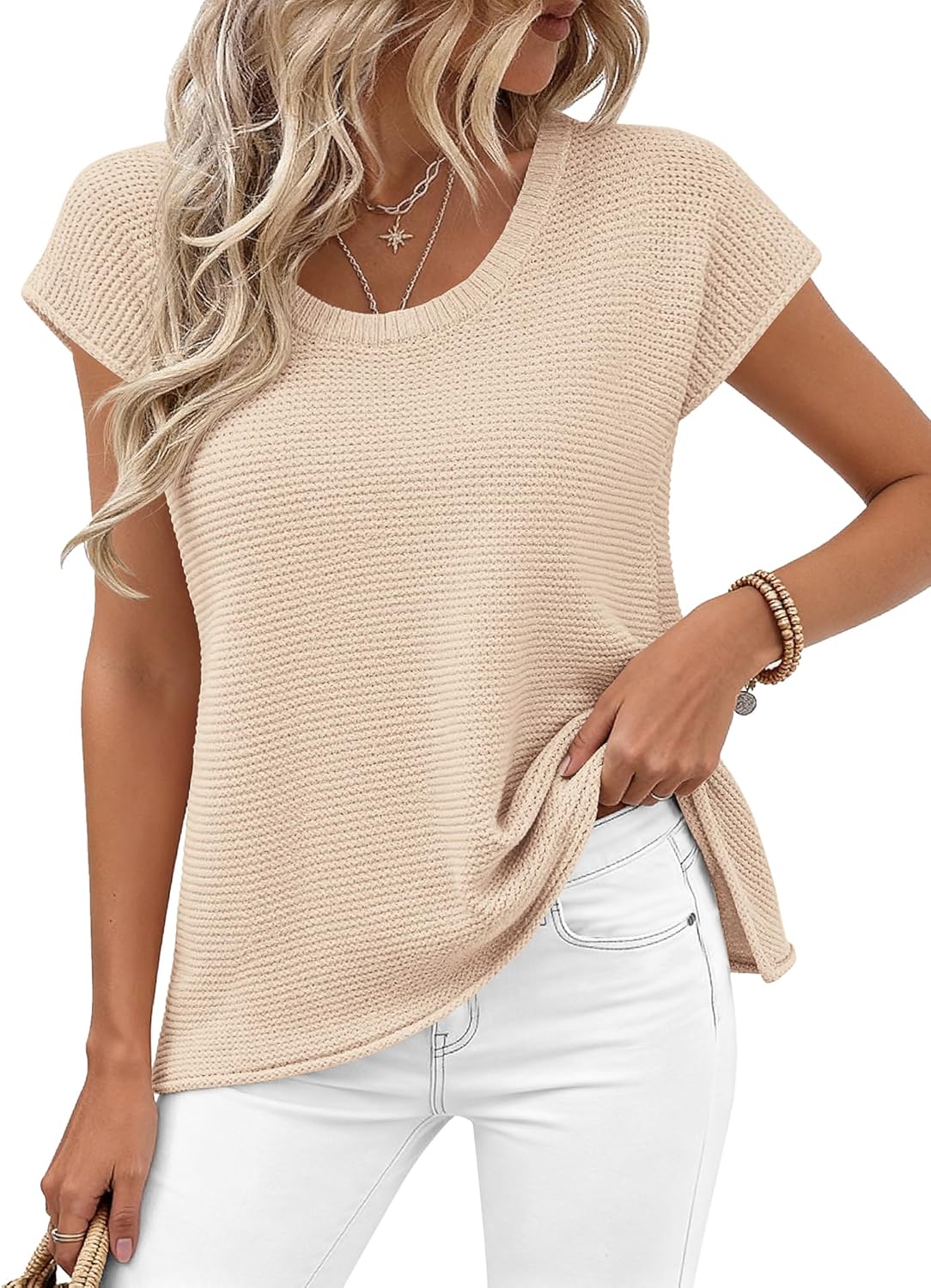 BTFBM Sweater Vest Women 2026 Spring Summer Cap Sleeve Crew Neck Casual Loose Business Tops Western Vacation Outfits - Image 5