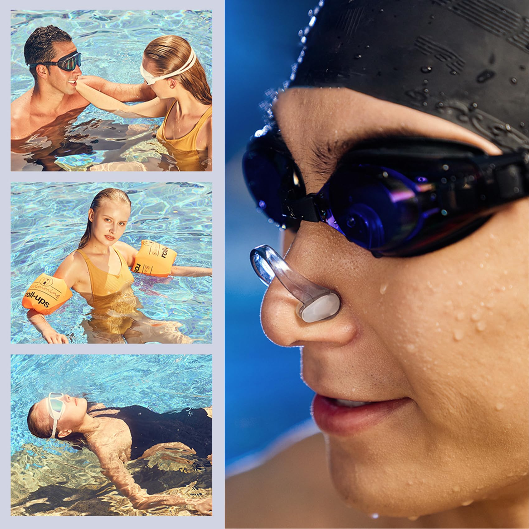 Pinzas de Nariz para Natación, Silicona Impermeable Clip para Nadadores